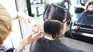 SUPER HAIRCUT  SHORT LAYERED BOB WITH SIDE BANGS [upl. by Etnor]