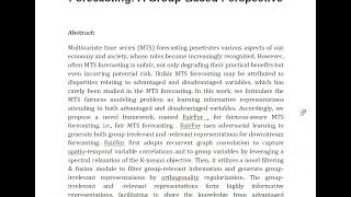 Learning Informative Representation for Fairness Aware Multivariate Time Series Forecasting A Group [upl. by Harness62]