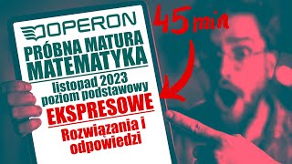 OPERON Próbna matura MATEMATYKA listopad 2023 poziom podstawowy EKSPRESOWE Rozwiązania i Odpowiedzi [upl. by Tila]