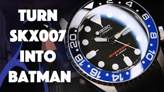 Turn Seiko SKX007 into Batman SKX MOD [upl. by Lumpkin185]