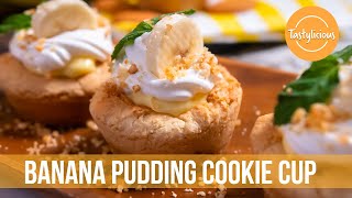 Tasty Banana Pudding Cookie Cup Recipe  Easy Dessert Recipes [upl. by Kono]