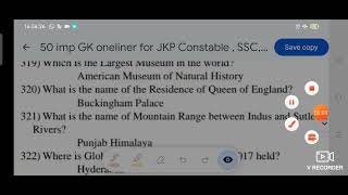 50 imp GK Onliner part 7 for JKP Constable SSCGD Indian Army exam [upl. by Coretta]