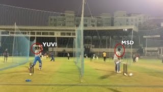 MS Dhoni and Yuvaraj Singh on hitting six in Net practice section IndvsEng 2017 [upl. by Mahtal]