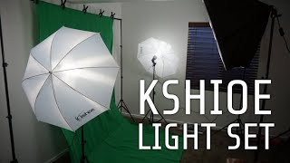 Review of Kshioe photography lighting set with umbrellas softboxes and backdrops [upl. by Aelrac455]