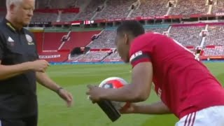 Anthony Martial forgot the match ball after scoring a hattrick against Sheffield United 😂 [upl. by Tully]