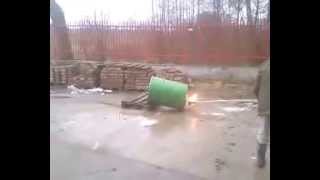 polish workers turn trash bin into cannon [upl. by Avrit]