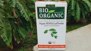 Indus Valley bio organic henna leaf powder review and demo [upl. by Ojillek]