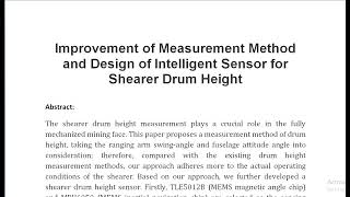 Improvement of Measurement Method and Design of Intelligent Sensor for Shearer Drum Height [upl. by Jaddo883]