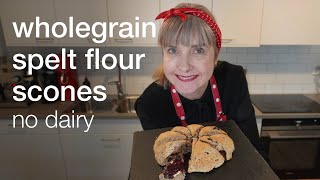 Easy Wholegrain Spelt Flour Date Scones no dairy vegan recipe [upl. by Moonier]