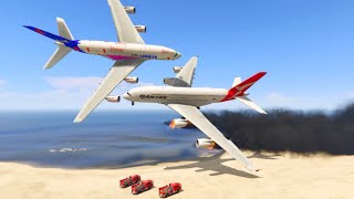 Aeroplan Emergency Landing Action Movie  A380 on Fire After Collision with another Airplane gta 5 [upl. by Hasseman590]