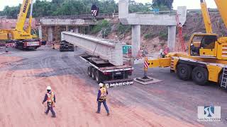 BR163 MT  Lançamento da primeira viga longarina da ponte sobre o rio Arinos [upl. by Adnorrehs]