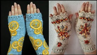 Geougrous And Autumn Ideas Diy Crochet Projects Crochet Fingerless Hand Gloves Designs For Womens [upl. by Nomead]