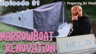 More Painting prep for inside our NARROWBOAT  Narrowboat Renovation Episode 31 [upl. by Maje]