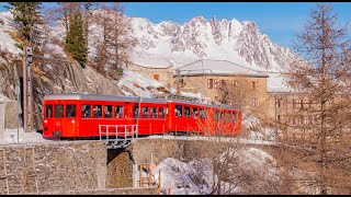 Des trains à crémaillère dans le massif du MontBlanc [upl. by Araccat]