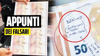 Sulle banconote da 50 euro contraffatte gli appunti dei falsari “Benino aumentare rosso” [upl. by Akemit]