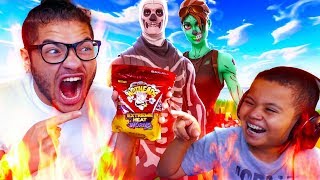 1 KILL  EXTREME SPICY CANDY CHALLENGE WITH NO WATER ALMOST DIED 10 YEAR OLD BROTHER FORTNITE [upl. by Swanhildas]