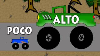 Vids4Ninos  Aprender poco y alto  Big and Small Monster Trucks [upl. by Tina514]