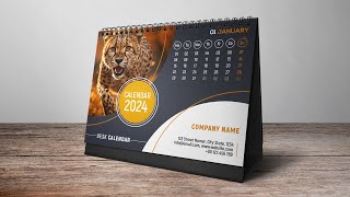 How to Design Desk Calendar 2024 In Adobe Photoshop [upl. by Peddada722]