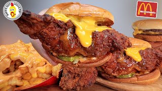 ASMR MUKBANG DAVES HOT CHICKEN SPICY CHICKEN TENDERS MCDONALDS BURGER amp FRIES CHEESE FRIES [upl. by Welcher249]