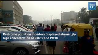 Delhi in grip of fog with high air pollution [upl. by Anahcar]