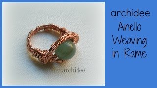 Tutorial  Tecnica Wire  Weaving  Anello in rame con perla in pietra dura  DIY Ring [upl. by Dust]