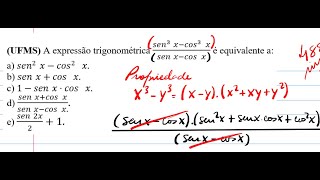 UFMS A expressão trigonométrica sen3 x〖cos〗3⁡ xsen xcos⁡ x é equivalente a [upl. by Airrat]