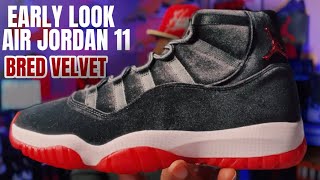 EARLY LOOK AT THE AIR JORDAN 11 BRED VELVET 🤯🤯 WiLL THESE SELL OUT   3RD PARTY REVIEW [upl. by Kinsley]