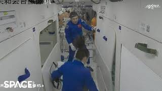 Chinas Shenzhou 13 crew docks and enters space station [upl. by Neelrad533]