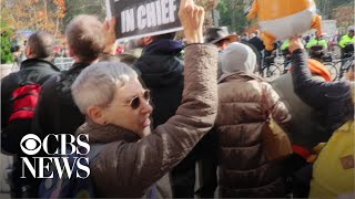 AntiTrump protesters clash with WWII vet at NYC Veterans Day Parade [upl. by Redneval]