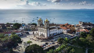 Imagens por drone da Igreja do Bonfim e bairro da Ribeira em Salvador Bahia [upl. by Ainot640]