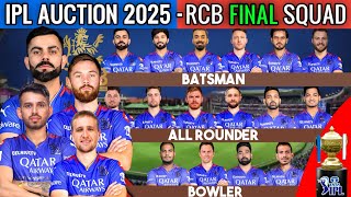 IPL Auction 2025  Royal Challengers Bangalore Final Squad  RCB Team Full Squad 2025 RCB Team 2025 [upl. by Dlorah]