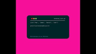 Python Lists  Get list in reverse order [upl. by Lorrimor885]