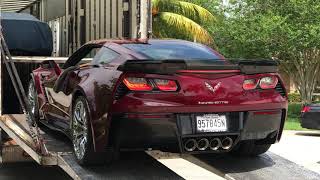 My Z06 being offloaded by Intercity Lines Trucking from Kerbeck Corvette [upl. by Ahsienauq515]