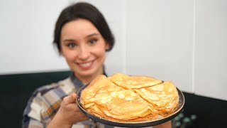 ПРОЩЕ рецепта не найдете САМЫЕ ТОНКИЕ вкусные блинчики на Масленицу Блины на молоке и воде [upl. by Nitsruk]