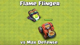 FLAME FLINGER Vs Max Defense Formation  Clash of Clans  Winter Update [upl. by Notxarb762]