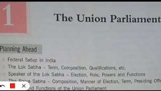 ICSE class 10 civics chapter 1 The Union Parliament [upl. by Launcelot]