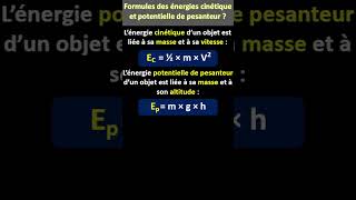 Quelles sont les formules des énergies cinétique potentielle et mécanique [upl. by Cowen271]