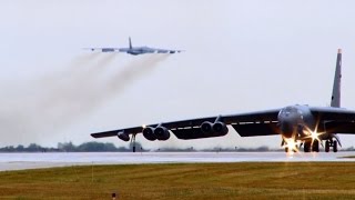 Twelve B52 Nuclear Bombers Depart Minot Air Force Base [upl. by Anna]