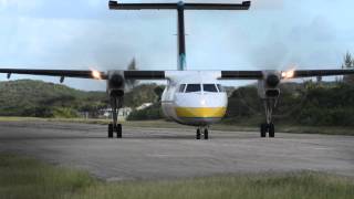 Bombardier Dash 8 300 de Havilland Canada DHC8 Bahamasair Problem with right landing light [upl. by Reames]