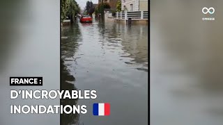 Des orages ont frappé les Yvelines laissant les rues de Houilles fortement inondées [upl. by Garlaand66]