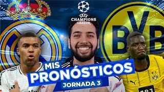 PRONÓSTICOS UEFA CHAMPIONS LEAGUE ⚽️🏆  JORNADA 3  APUESTAS DEPORTIVAS  FUTBOL EUROPEO [upl. by Ianahs]