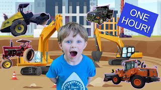 Compilation video Construction Vehicles for Kids  Excavator backhoe tractors skid steers [upl. by Nashbar]