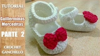 DIY Como tejer escarpines merceditas guillerminas a crochet ganchillo parte 22 [upl. by Lanette217]