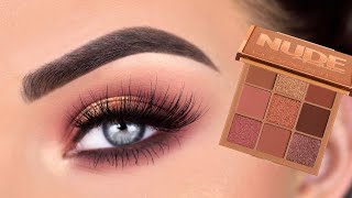 Huda Beauty Nude MEDIUM Obsessions Eyeshadow Palette  Eye Makeup Tutorial [upl. by Golden666]