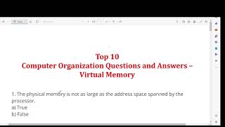 Computer Organization Questions and Answers –Virtual Memory MCQ [upl. by Hacker]