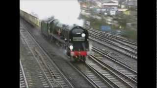 Rebuilt Merchant Navy Class No 35028 Clan Line hauling the Bournemouth Belle in 2000 [upl. by Bronez33]