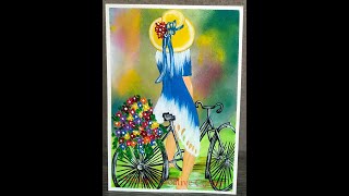 Girl on a Bicycle Acrylic Painting [upl. by Capp]