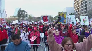 Los Angeles schools shut down as staff begin 3day strike [upl. by Cirri406]