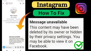 How To Fix Instagram Message Unavailable Problem  message unavailable instagram [upl. by Fusco]