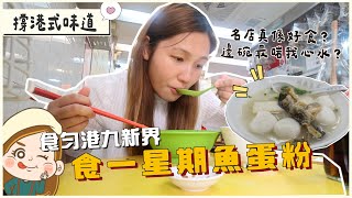 【魚蛋粉比拼】名店一定好？挑戰食足一星期 食勻港九新界！ 邊間係我心水嘅魚蛋粉？文迪Mandic [upl. by Eleynad]